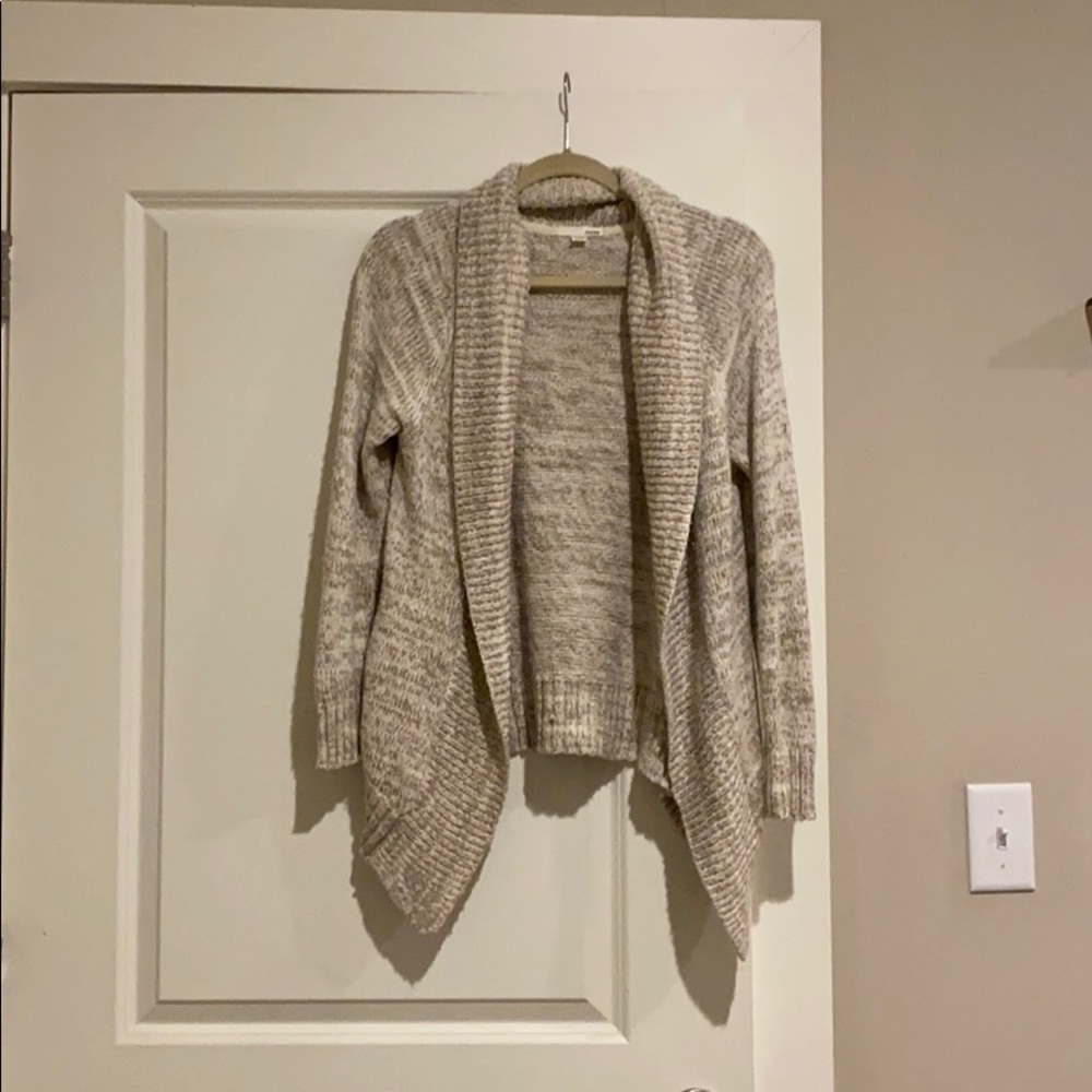 Taupe colored open front warm winter sweater